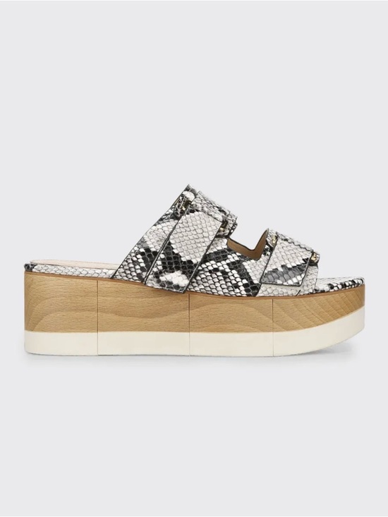 Veronica Beard Shoes - Veronica Beard Welda Snake-Print Platform Slides Sandals 10